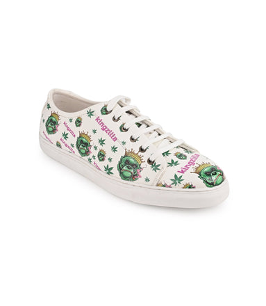 Kingzilla Weed Design Snow White Shoe - Printed Synthetic Vegan Leather Sizes