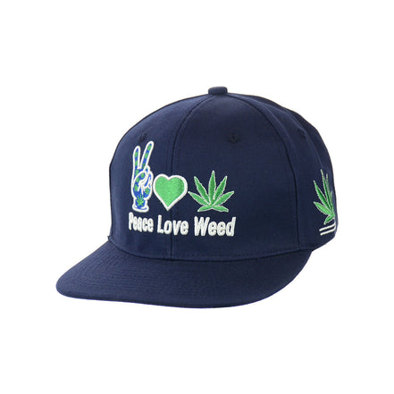 Peace Love Weed Hat Embroidered Snapback Hat