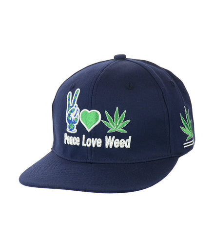 Peace Love Weed Hat Embroidered Snapback Hat