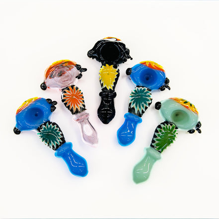 4.5" Hand Pipe Spoon Reversal Art  Wig Wag Glass