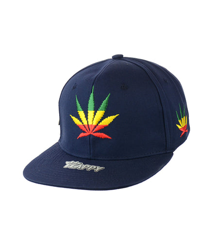 Rasta Leaf Good Vibes Embroidered Snapback Hat 100% Cotton
