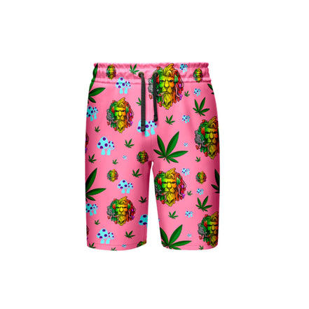 Lion Smoking Leaf Pink Short, Pack of 5 Sizes Sets, 1-M, 1-L, 1-XL, 1-XXL, 1-XXXL