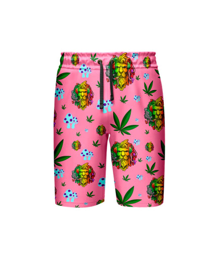 Lion Smoking Leaf Pink Short, Pack of 5 Sizes Sets, 1-M, 1-L, 1-XL, 1-XXL, 1-XXXL