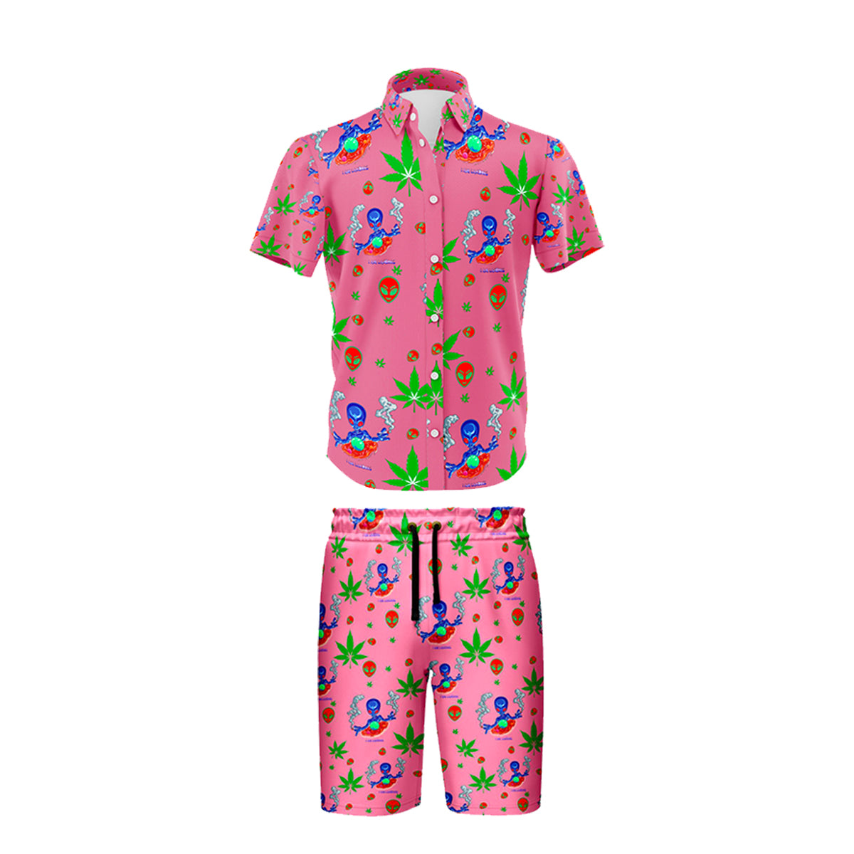 I Am Landing Leaf Pink Shirt and Short Set, Pack of 5 Sizes Sets, 1-M, 1-L, 1-XL, 1-XXL, 1-XXXL