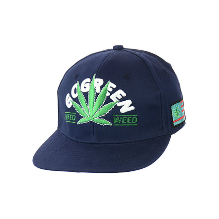 Go Green Leaf Embroidered Snapback Hat