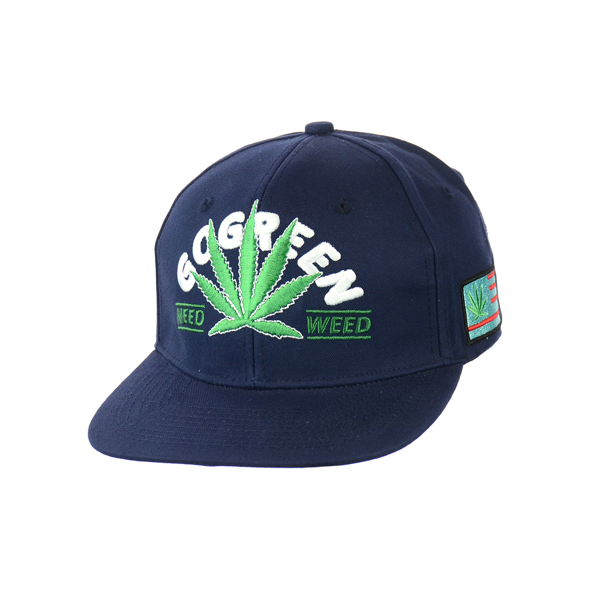 Go Green Leaf Embroidered Snapback Hat