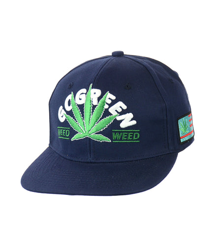 Go Green Leaf Embroidered Snapback Hat