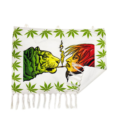 Tiger & Guy Smoking Leaf Design Handloom Printed Wall Hanging Size 3ft x 2ft