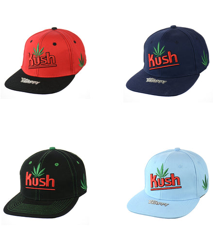 Kush Leaf Embroidered Snapback Hat 100% Cotton