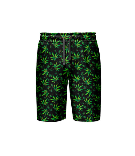 Green Cannabis Leaf Shorts Pack of 5 Units 1-M, 1-L, 1-XL, 1-XXL, 1-XXXL -- 100% Polyester