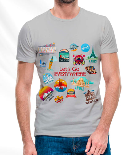 Let's Go T-Shirt Pack of  5 Units 1-M, 1-L, 1-XL, 1-XXL, 1-XXXL -- 60% Cotton 40% Polyester