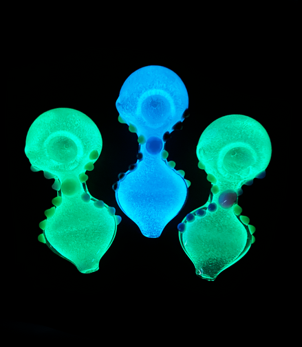 4" Hand Pipe Glow in The Dark Pressed Mouth Design