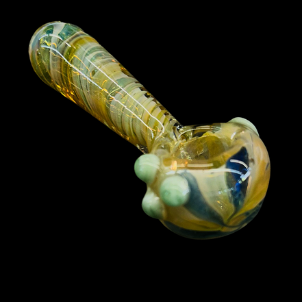 4" Hand Pipe Gold Silver Fume Glass Swirling Art