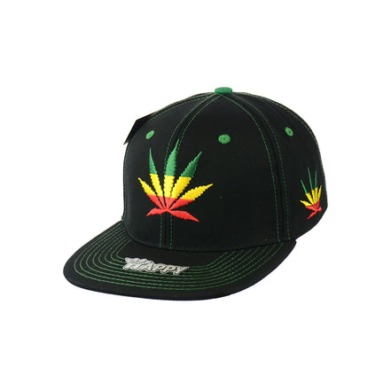 Rasta Leaf Good Vibes Embroidered Snapback Hat 100% Cotton
