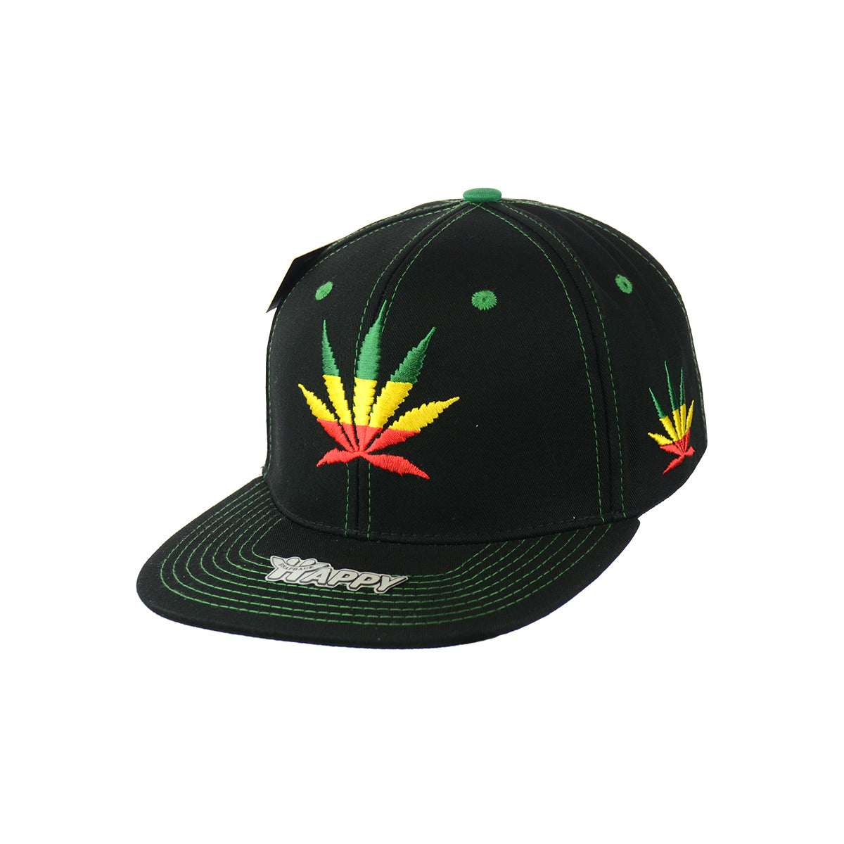 Rasta Leaf Good Vibes Embroidered Snapback Hat 100% Cotton