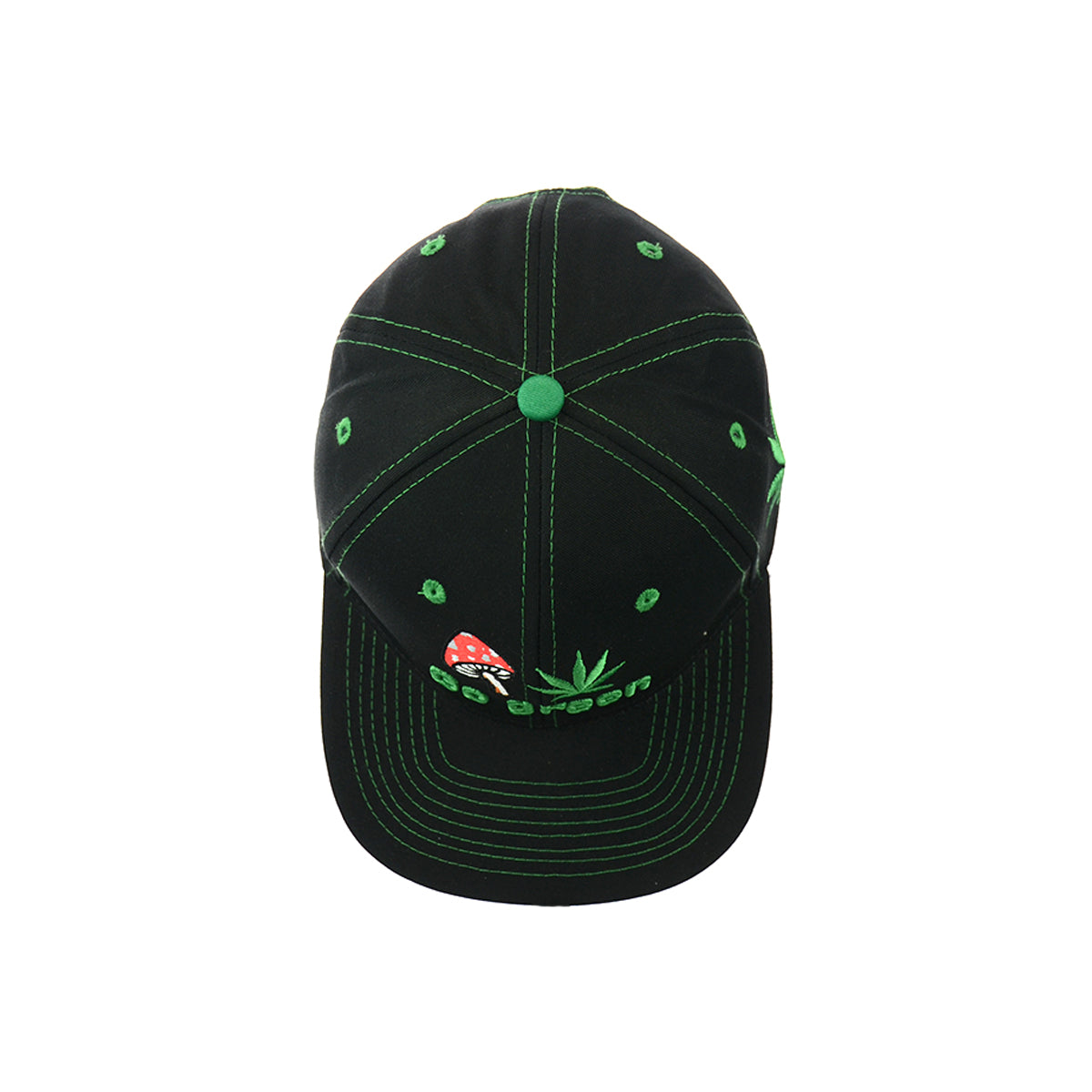 Mushroom Go Green Embroidered Snapback Hat 100% Cotton