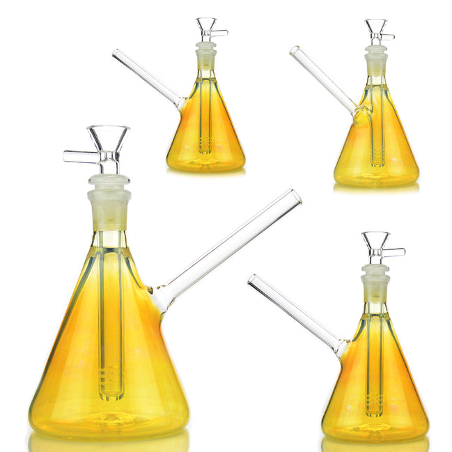 7" American Made Gold Fume Beaker Water Pipe with 14mm Male Bowl