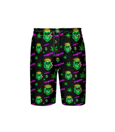 Kingzilla Leaf Black Short, Pack of 5 Sizes Sets, 1-M, 1-L, 1-XL, 1-XXL, 1-XXXL