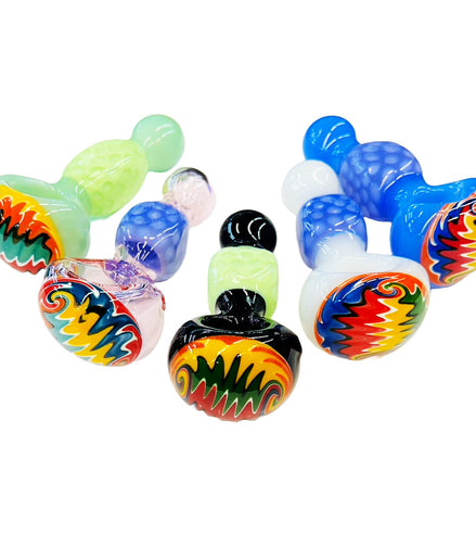4.5" Hand Pipe Spoon Reversal Glass Art with Honeycomb Design
