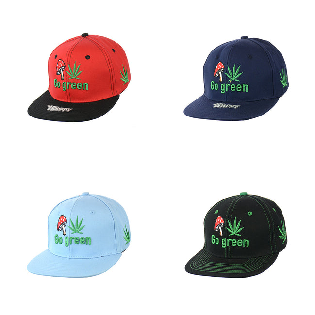 Mushroom Go Green Embroidered Snapback Hat 100% Cotton