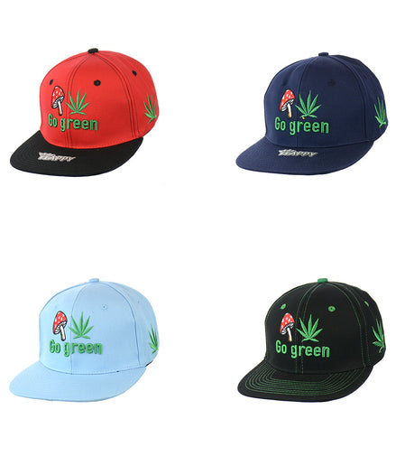 Mushroom Go Green Embroidered Snapback Hat 100% Cotton