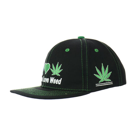 Peace Love Weed Hat Embroidered Snapback Hat
