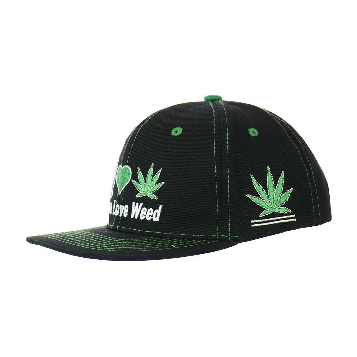 Peace Love Weed Hat Embroidered Snapback Hat