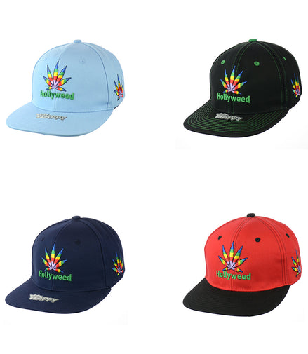 Hollyweed Leaf Embroidered Snapback Hat 100% Cotton
