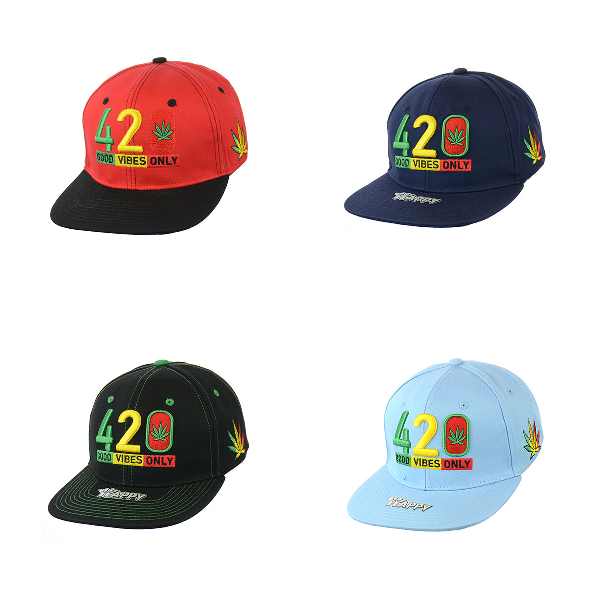 420 Good Vibes Only Embroidered Snapback Hat 100% Cotton