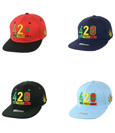420 Good Vibes Only Embroidered Snapback Hat 100% Cotton