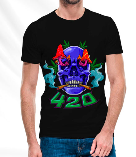 420 Skull T-Shirt  Pack of  5 Units 1-M, 1-L, 1-XL, 1-XXL, 1-XXXL -- 60% Cotton 40% Polyester