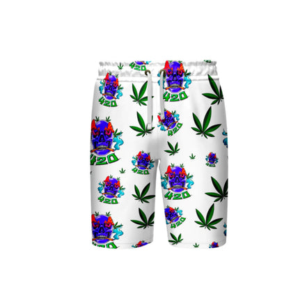 420 Skull Leaf White Short, Pack of 5 Sizes Sets, 1-M, 1-L, 1-XL, 1-XXL, 1-XXXL