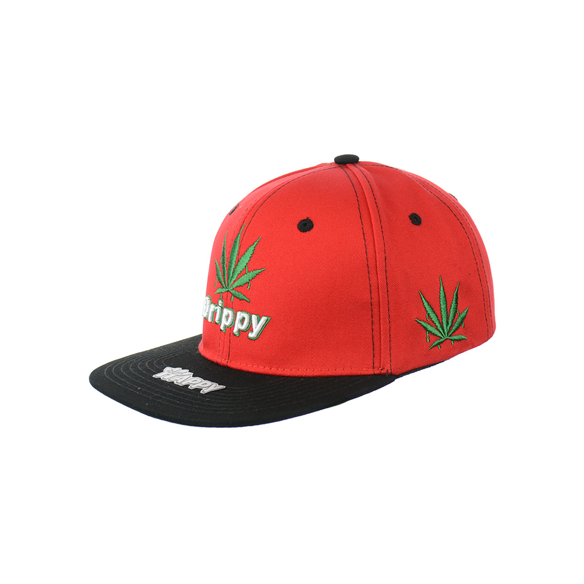 Drippy Leaf Embroidered Snapback Hat 100% Cotton