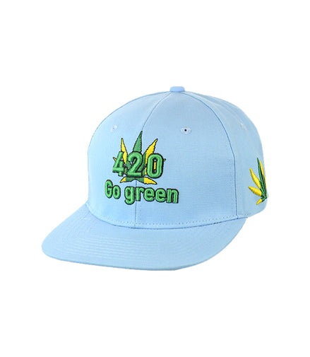 420 Go Green Embroidered Snapback Hat 100% Cotton