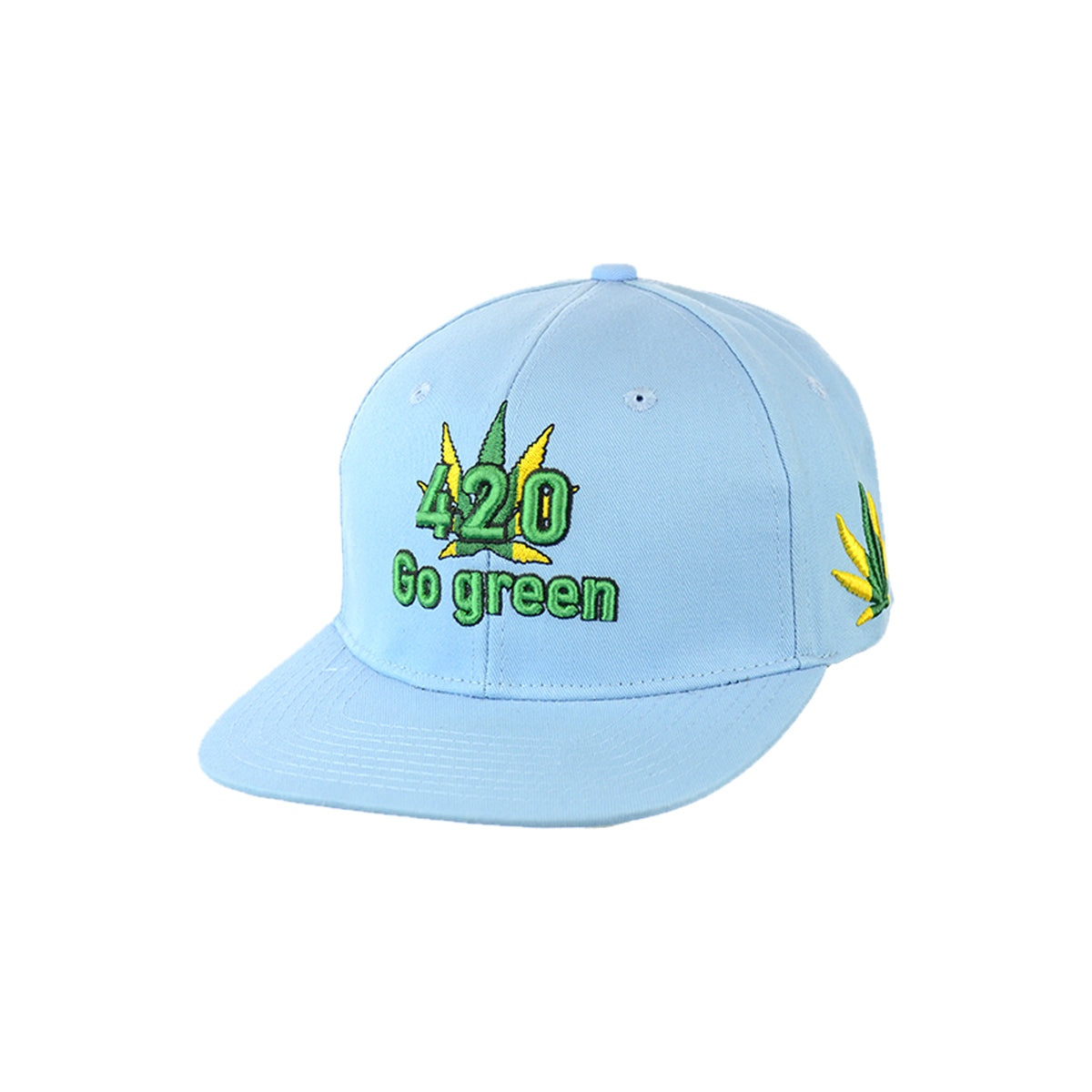 420 Go Green Embroidered Snapback Hat 100% Cotton