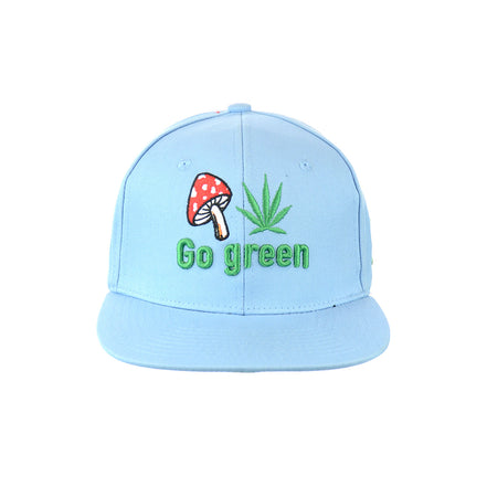Mushroom Go Green Embroidered Snapback Hat 100% Cotton