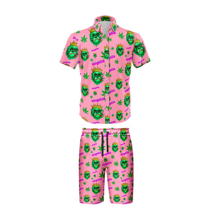 Kingzilla Leaf Pink Shirt and Short Set, Pack of 5 Sizes Sets, 1-M, 1-L, 1-XL, 1-XXL, 1-XXXL