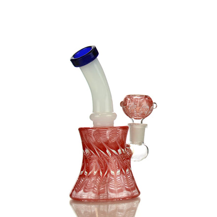 7" Bong Fancy Design with Color Tube Neck and 14mm Male Bowl