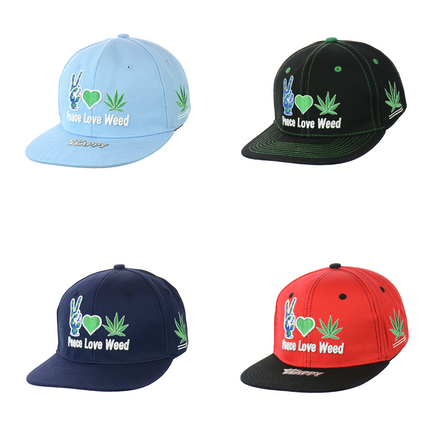 Peace Love Weed Hat Embroidered Snapback Hat