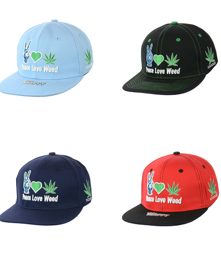 Peace Love Weed Hat Embroidered Snapback Hat