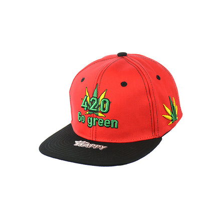 420 Go Green Embroidered Snapback Hat 100% Cotton