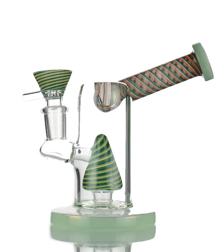 7" Water Pipe with Side Car and Reversal Glass Art 14mm Male Bowl