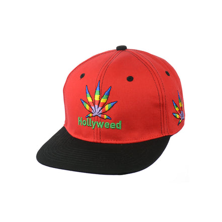 Hollyweed Leaf Embroidered Snapback Hat 100% Cotton