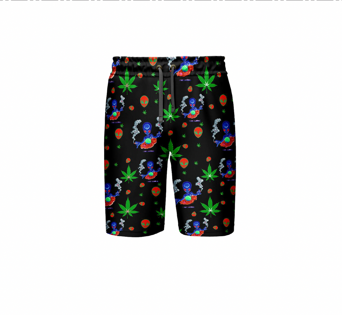 I am Landing Alien Black  Shorts Pack of  5 Units 1-M, 1-L, 1-XL, 1-XXL, 1-XXXL -- 100% Polyester