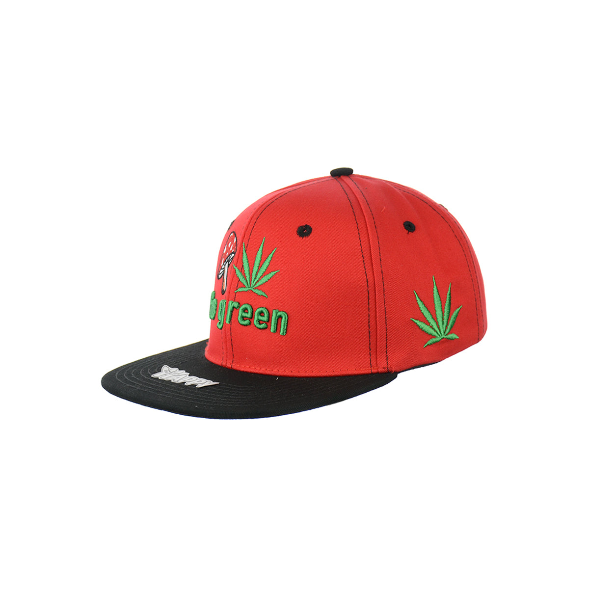 Mushroom Go Green Embroidered Snapback Hat 100% Cotton