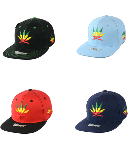Rasta Leaf Good Vibes Embroidered Snapback Hat 100% Cotton