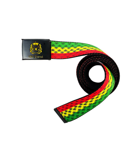 Unisex Belt One Size All - Rasta Color Stripes Weed Leaf Prints