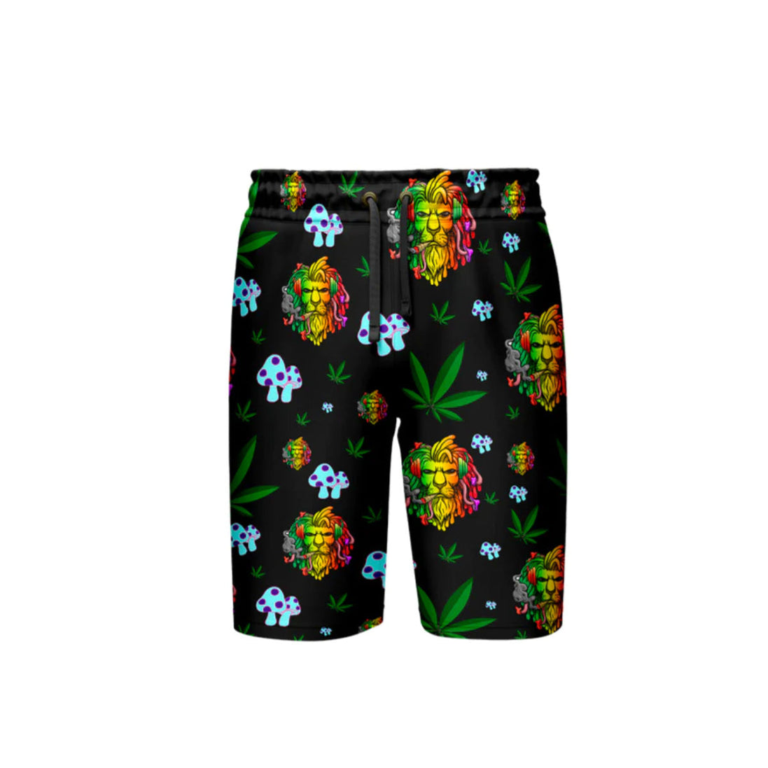 Lion Smoking Leaf Black Short, Pack of 5 Sizes Sets, 1-M, 1-L, 1-XL, 1-XXL, 1-XXXL