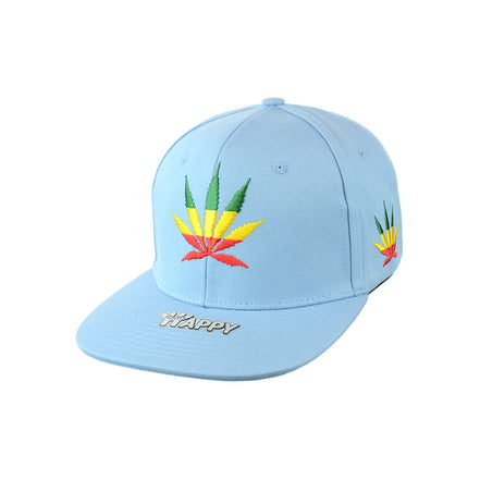 Rasta Leaf Good Vibes Embroidered Snapback Hat 100% Cotton