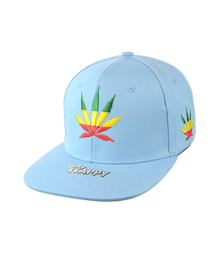 Rasta Leaf Good Vibes Embroidered Snapback Hat 100% Cotton